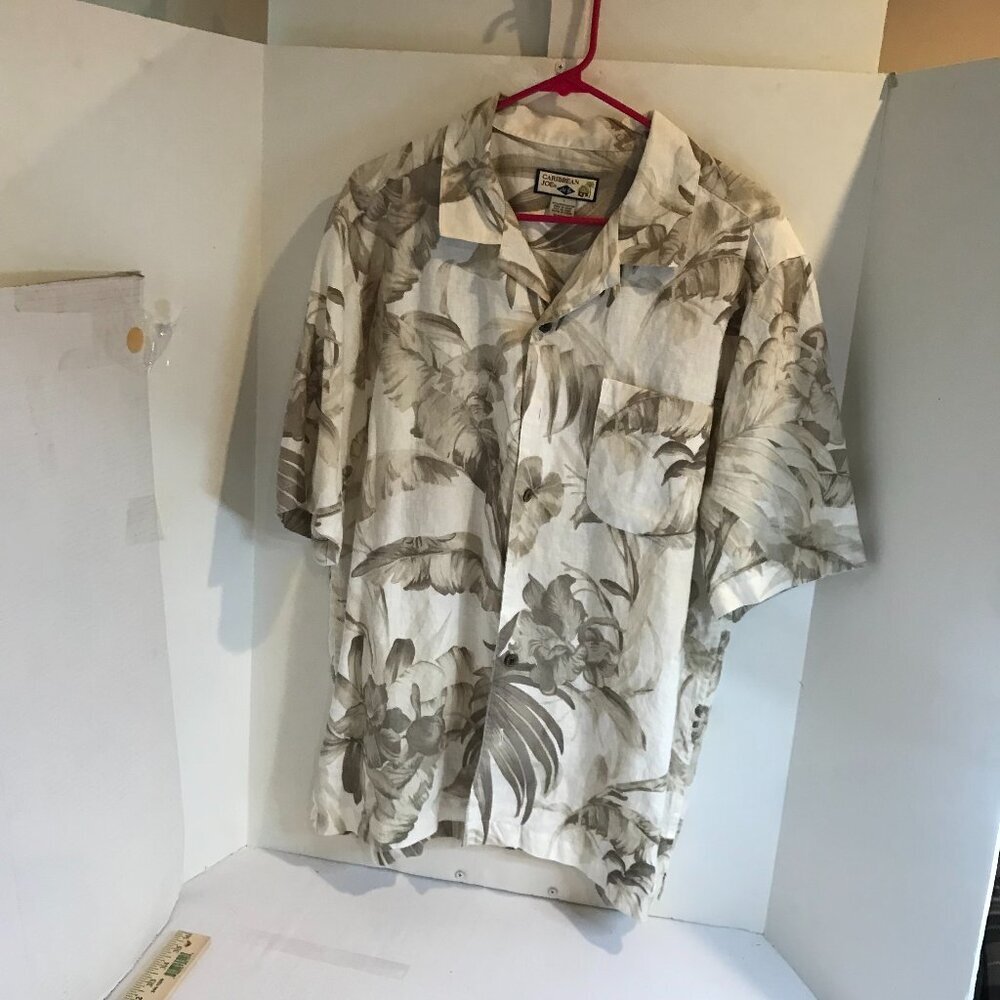 CARIBBEAN JOE LINEN MENS SHIRT SIZE L